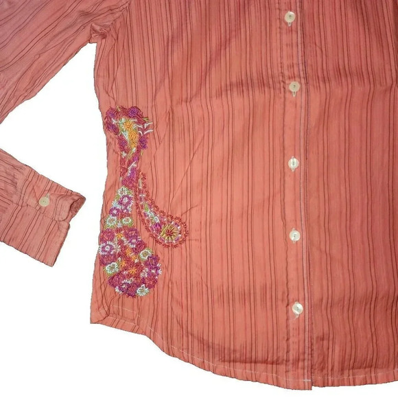 NWT 3J Johnny Was Button Up Top Women's Small Red Embroidered Paisley Pattern - Picture 8 of 9